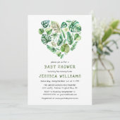 Heart of Tropical Watercolor Foliage Baby Shower Invitation (Standing Front)