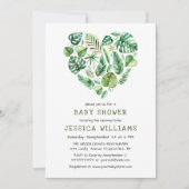 Heart of Tropical Watercolor Foliage Baby Shower Invitation (Front)