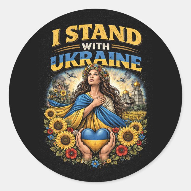 Heart of Ukraine Classic Round Sticker (Front)