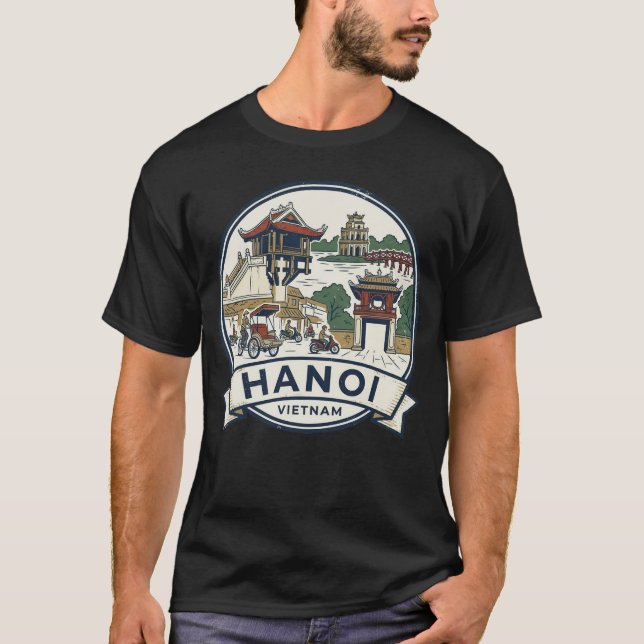 Heart of Vietnam: Hanoi Skyline & Street Scene T-Shirt (Front)