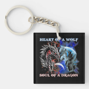 Heart Of Wolf Soul Of A Dragon - Cool dragon - wol Keychain