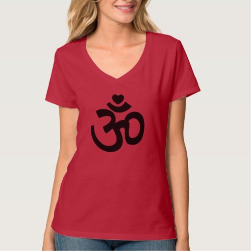 Heart Om Sign _ V_Neck Yoga Tee