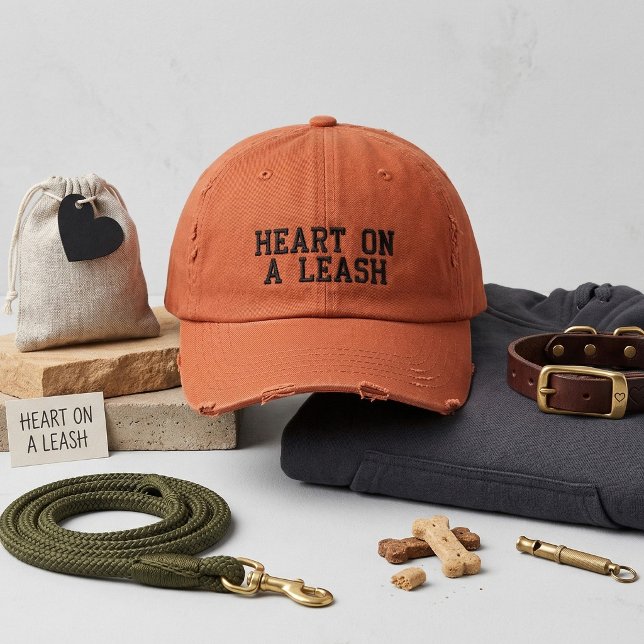 Heart on a Leash Dog Lover Embroidered Baseball Cap (Creator Uploaded)