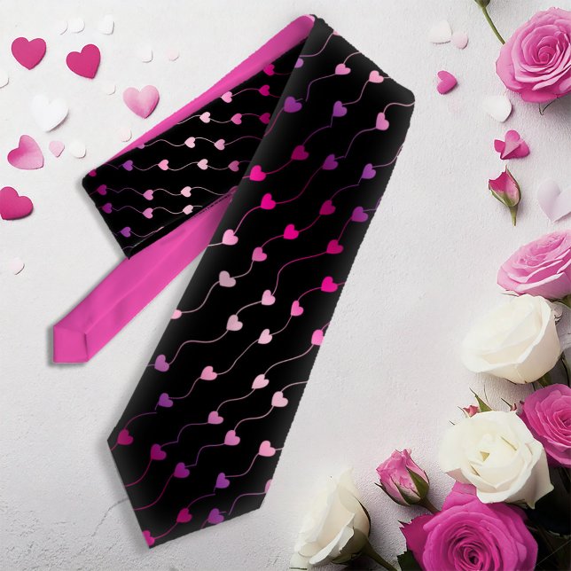 Heart on a String Pattern Gradient Pink ID628 Neck Tie (Creator Uploaded)