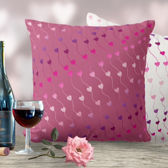 Heart on a String Pattern Gradient Pink ID628 Throw Pillow (Creator Uploaded)