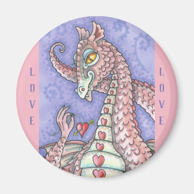 HEART ON A STRING PINK DRAGON MAGNET (Front)