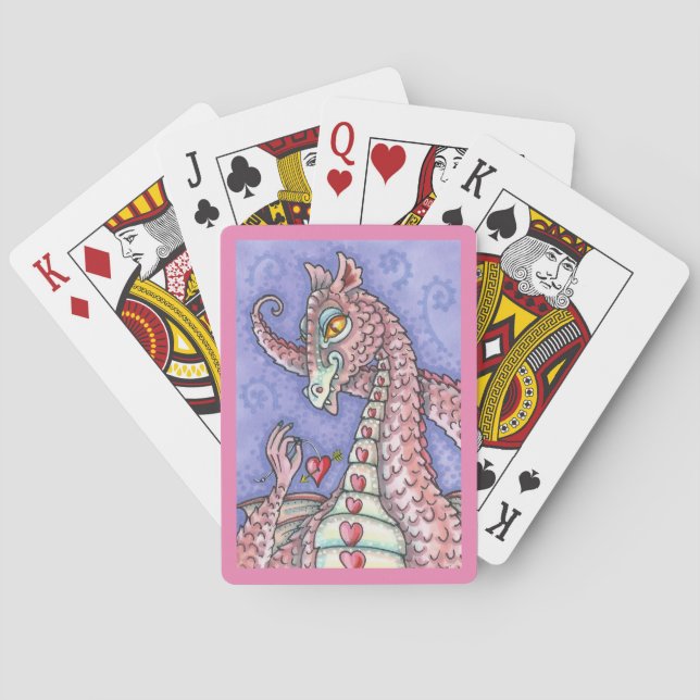 HEART ON A STRING PINK DRAGON VALENTINE, FANTASY POKER CARDS (Back)