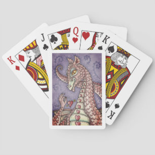 HEART ON A STRING PINK DRAGON VALENTINE, FANTASY POKER CARDS
