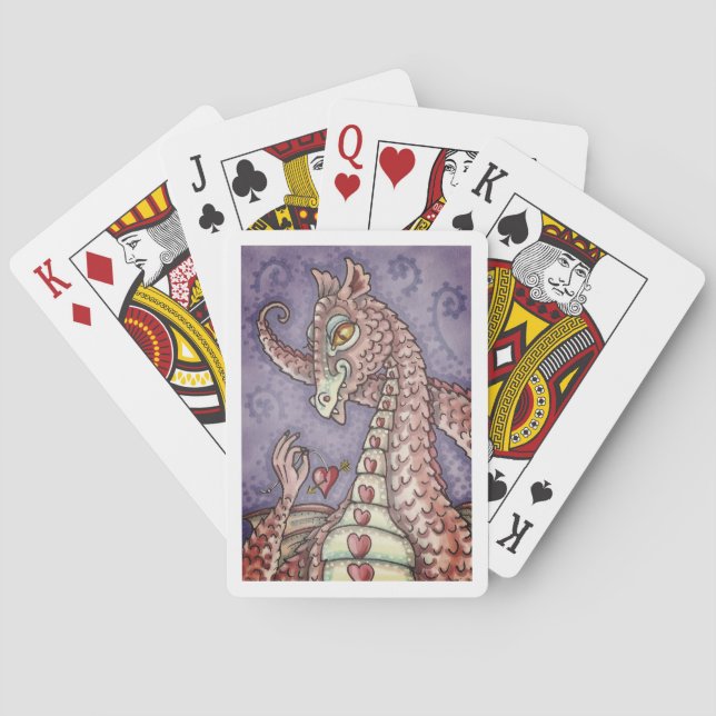 HEART ON A STRING PINK DRAGON VALENTINE, FANTASY POKER CARDS (Back)