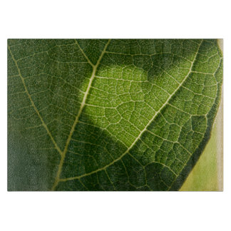 Heart on a Sunlit Leaf Glass Tray Cutting Board