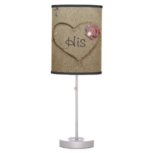 Heart on beach with shells. His side Table Lamp