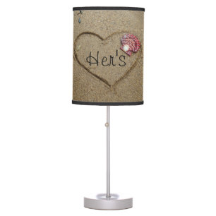 Heart on beach with shells. His side Table Lamp