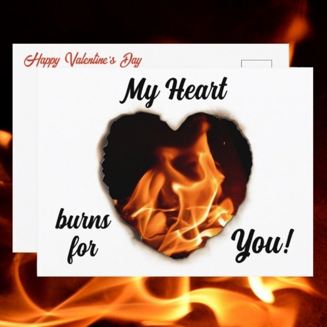 Heart on Fire Photographic Flames Valentines Day Postcard (Creator Uploaded)