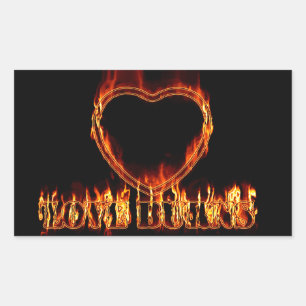 Heart on fire rectangular sticker