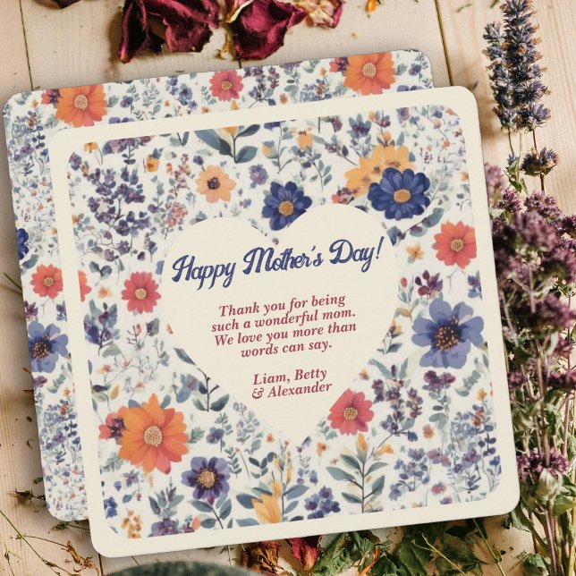 Heart on Floral Boho background Mother’s Day Card (Creator Uploaded)