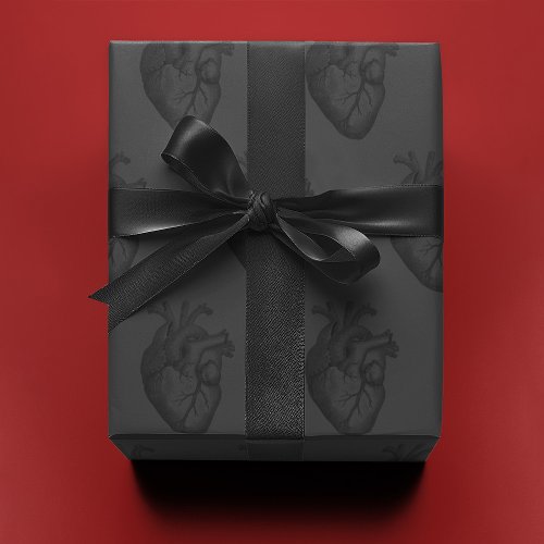 Heart on Gray   Wrapping Paper