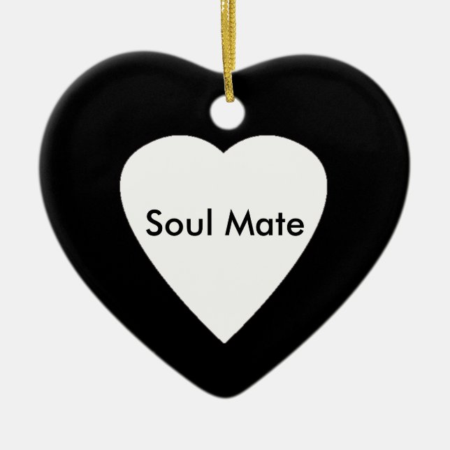 Heart on Heart-Soul Mate Ceramic Ornament (Front)