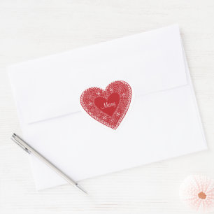 Heart on Hearts Vintage Lace Heart Sticker