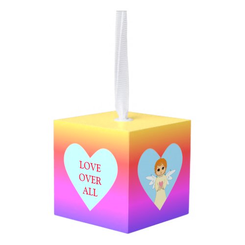 Heart on Ipanema Pastel Gradient Christmas Cube Ornament