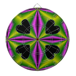 Heart on purple green Rainbow Dartboard With Darts