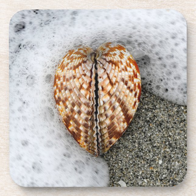 Heart on the Beach Beverage Coaster (Front)