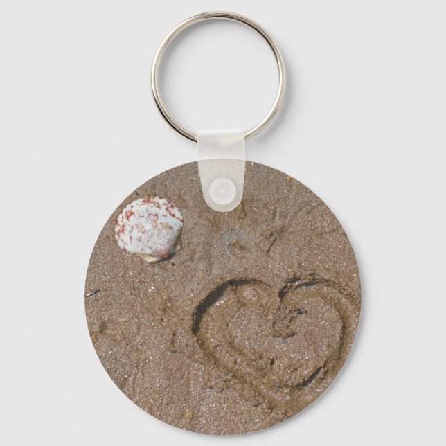 heart on the beach pink shells keychain (Front)