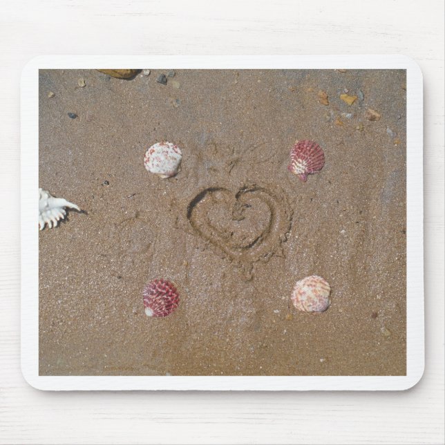 heart on the beach pink shells mouse pad (Front)