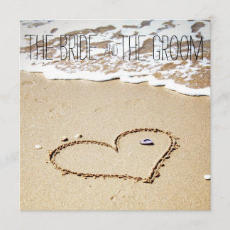 Heart on the beach wedding invitation
