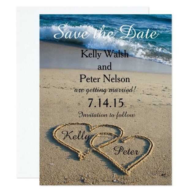 Heart On The Shore Beach Save The Date Card