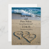 Heart on the Shore Beach Save the Date Card (Front/Back)
