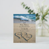 Heart on the Shore Beach Save the Date Card (Standing Front)