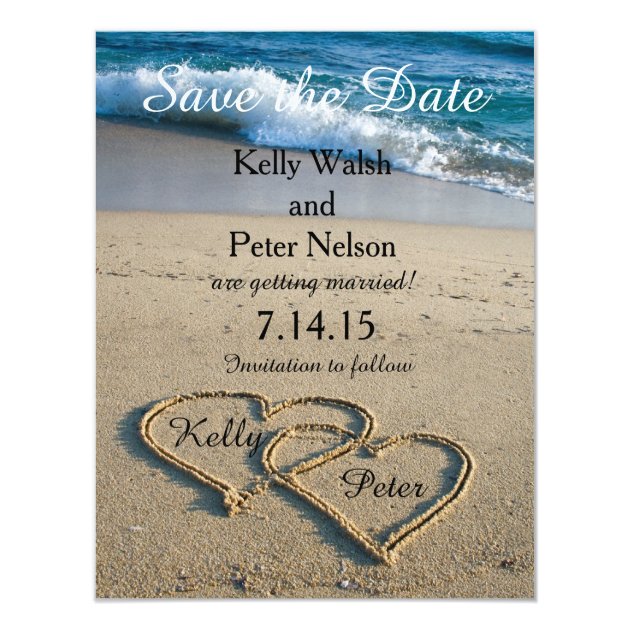 Heart On The Shore Beach Save The Date Card