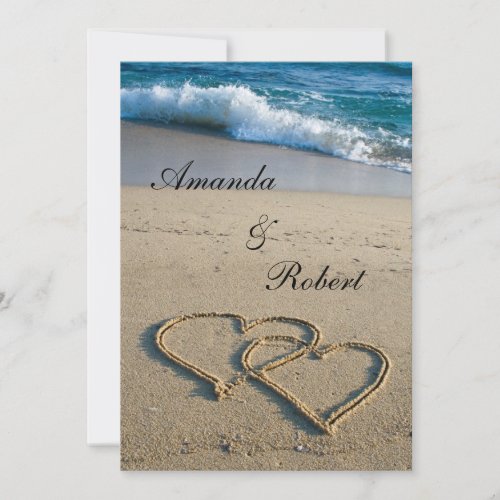 Heart on the Shore Beach Wedding Invitation