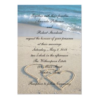 Heart on the Shore Beach Wedding Invitation
