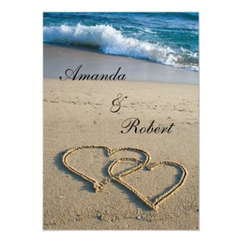 Heart on the Shore Beach Wedding Invitation Card