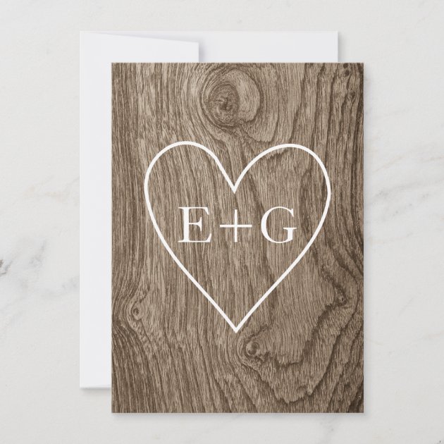 Heart On Wood Rustic Wedding Save The Date