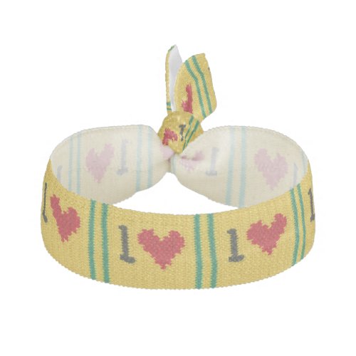 Heart One Love Crochet Print Elastic Bracelet or Hair Tie
