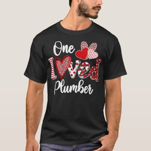 Heart One Loved Plumber Cute Valentines School T_Shirt