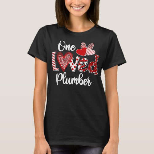 Heart One Loved Plumber Cute Valentines School T_Shirt