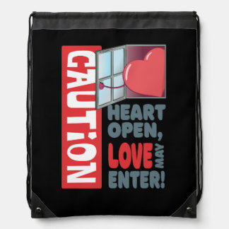 Heart open, love may enter (Valentine's Day) Drawstring Bag