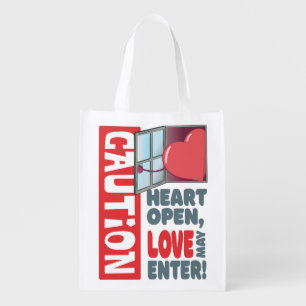 Heart open, love may enter (Valentine's Day) Grocery Bag