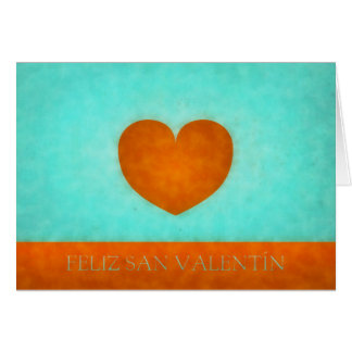 Heart orange Happy watercolor San Valentin Cards