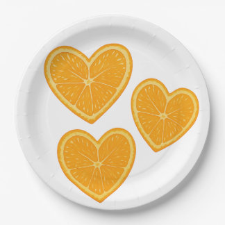 Heart Orange Paper Plate – Citrus Party Decor