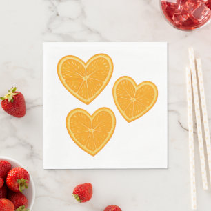 Heart Orange Party Napkin – Citrus Summer Decor
