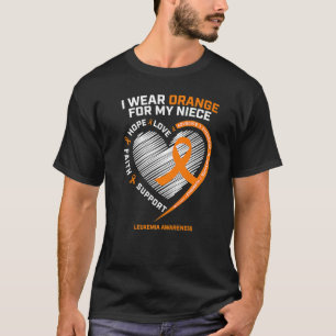 Heart Orange Ribbon For My Niece Leukemia Awarenes T-Shirt