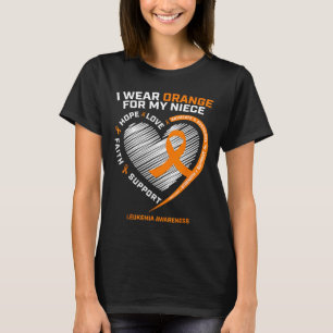 Heart Orange Ribbon For My Niece Leukemia Awarenes T-Shirt