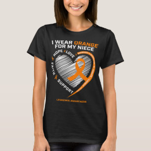 Heart Orange Ribbon For My Niece Leukemia Awarenes T-Shirt