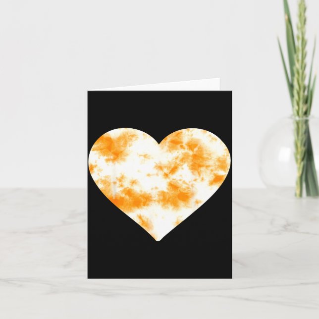 Heart Orange Tie Dye - Cute Valentines Day Graphic Card (Front)