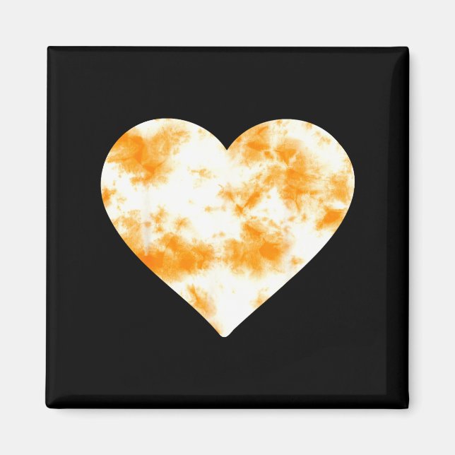 Heart Orange Tie Dye - Cute Valentines Day Graphic Magnet (Front)