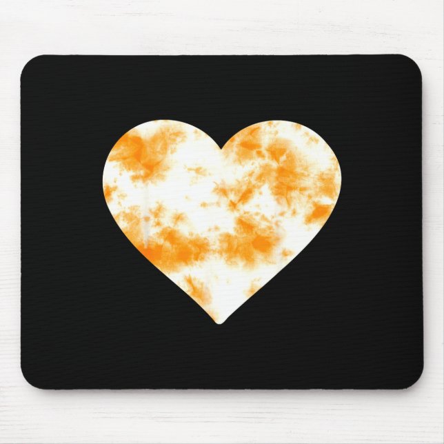 Heart Orange Tie Dye - Cute Valentines Day Graphic Mouse Pad (Front)